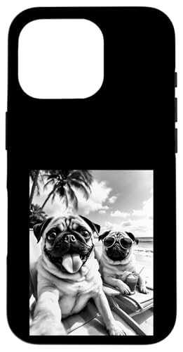Lustiger Sommerhund Mops Selfie Hülle für iPhone 16 Pro von Animal Selfie Designs