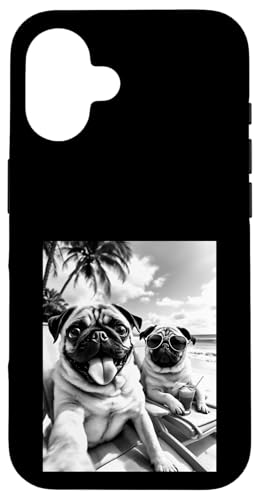 Lustiger Sommerhund Mops Selfie Hülle für iPhone 16 von Animal Selfie Designs