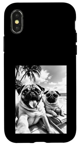 Lustiger Sommerhund Mops Selfie Hülle für iPhone X/XS von Animal Selfie Designs