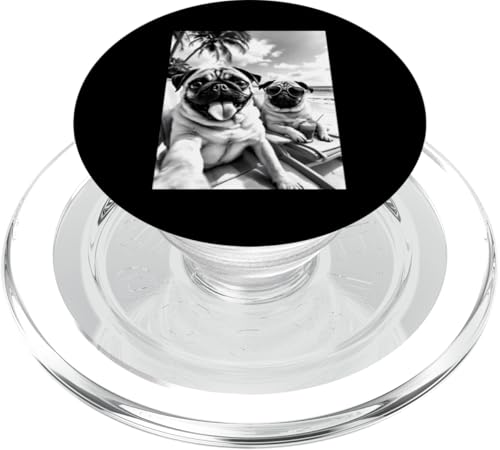Lustiger Sommerhund Mops Selfie PopSockets PopGrip für MagSafe von Animal Selfie Designs