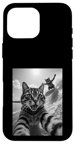 Surfer Katze Selfie Surfen Surfer Junge Surfer Mädchen Hülle für iPhone 16 Pro Max von Animal Selfie Designs