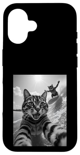 Surfer Katze Selfie Surfen Surfer Junge Surfer Mädchen Hülle für iPhone 16 von Animal Selfie Designs