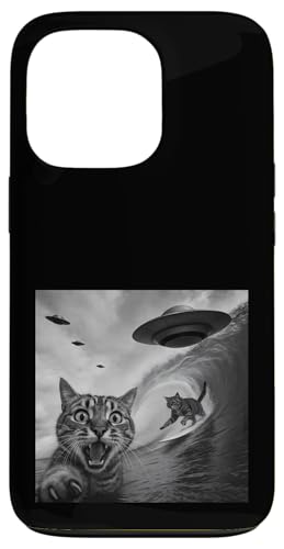 Surfer Katze Ufo Selfie Surfen Surfer Junge Surfer Mädchen Hülle für iPhone 13 Pro von Animal Selfie Designs