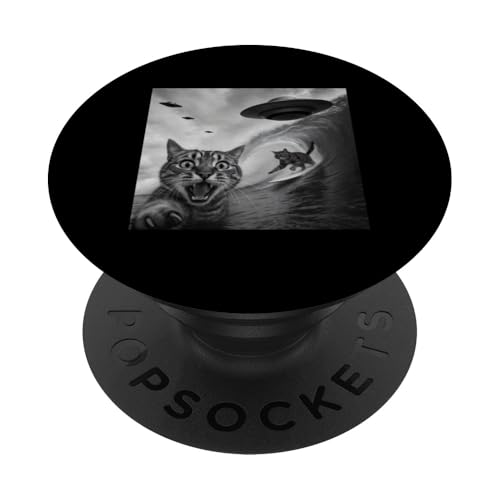 Surfer Katze Ufo Selfie Surfen Surfer Junge Surfer Mädchen PopSockets Klebender PopGrip Surfer Katze Ufo Selfie Surfen Surfer Junge Surfer Mädchen PopSockets Klebender PopGrip von Animal Selfie Designs