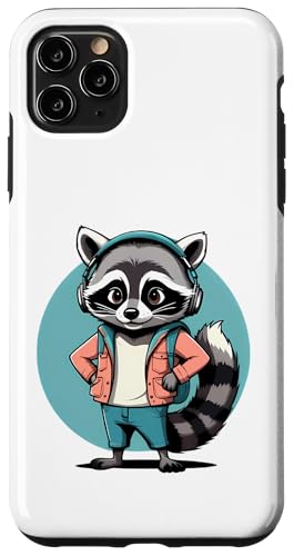 Cooler Waschbär im Vintage Cartoon Stil mit Kopfhörern Hülle für iPhone 11 Pro Max von Animals of the World - Raccoon