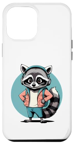 Cooler Waschbär im Vintage Cartoon Stil mit Kopfhörern Hülle für iPhone 12 Pro Max von Animals of the World - Raccoon