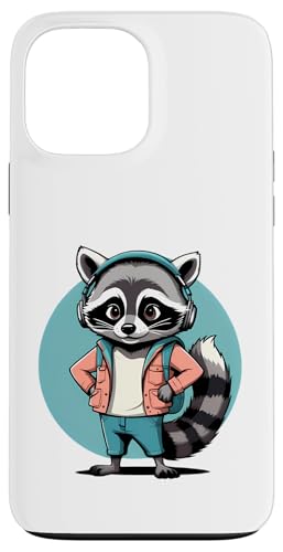 Cooler Waschbär im Vintage Cartoon Stil mit Kopfhörern Hülle für iPhone 13 Pro Max von Animals of the World - Raccoon