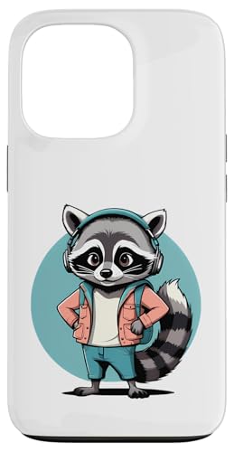 Cooler Waschbär im Vintage Cartoon Stil mit Kopfhörern Hülle für iPhone 13 Pro von Animals of the World - Raccoon