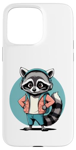 Cooler Waschbär im Vintage Cartoon Stil mit Kopfhörern Hülle für iPhone 15 Pro Max von Animals of the World - Raccoon