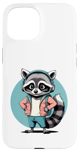Cooler Waschbär im Vintage Cartoon Stil mit Kopfhörern Hülle für iPhone 15 Cooler Waschbär im Vintage Cartoon Stil mit Kopfhörern Hülle für iPhone 15 von Animals of the World - Raccoon