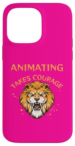 Animierendes Design, animieren nimmt Mut, Löwe Hülle für iPhone 14 Pro Max von Animating Stuff