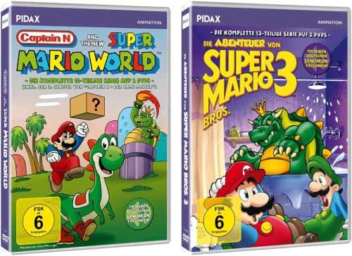 Super Marios ultimative Abenteuer Serien: Bros. 3 & World - Die animierten Klassiker des geliebten Videospiels - Mit den ikonischen Charakteren Mario, Luigi, Peach und Bowser [4 DVDs] von Animation Movies (Pidax Animation)