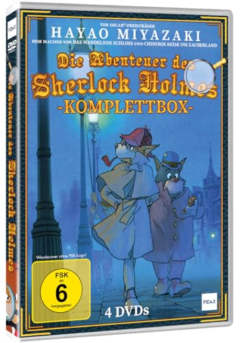 Die Abenteuer des Sherlock Holmes (Meitantei Holmes) - Komplettbox - Von OSCAR-Preisträger Hayao Miyazaki - Japanische Anime Adaption - Alle 26 Folgen der Krimi Serie [4 DVDs] [Collector's Edition] von Animation Movies