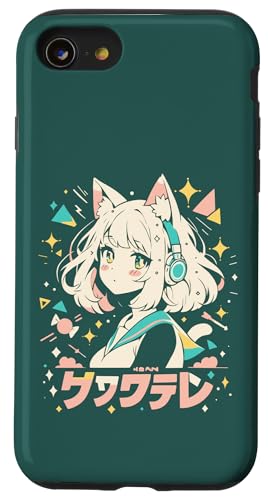 Anime Waifu Süßes Anime-Manga-Katzenmädchen, süßes Retro-Design, Japan Hülle für iPhone SE (2020) / 7 / 8 von Anime Waifu Cute Anime manga Cat Girl Sweet Retro