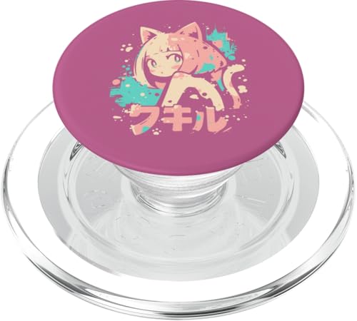 Anime Waifu Süßes Anime-Manga-Katzenmädchen, süßes Retro-Design, Japan PopSockets PopGrip für MagSafe von Anime Waifu Cute Anime manga Cat Girl Sweet Retro