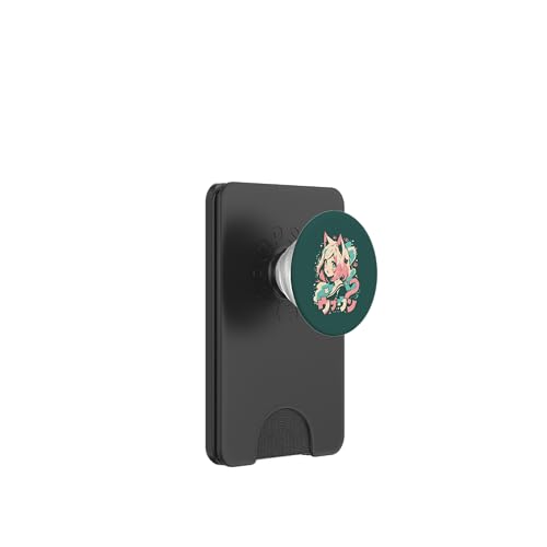 Anime Waifu Süßes Anime-Manga-Katzenmädchen, süßes Retro-Design, Japan PopSockets PopWallet für MagSafe von Anime Waifu Cute Anime manga Cat Girl Sweet Retro