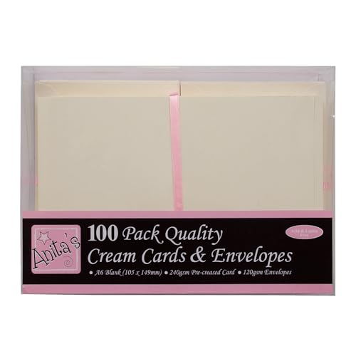 Anita's ANT 1511001 DoCrafts Anita's 100 Pack Blank Cards creme A6 (105 x 148mm) von Anita's