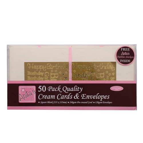 DoCrafts Anita's 50 Pack Quality Blank Cards Cream Square (135 x 135mm) von Anita's