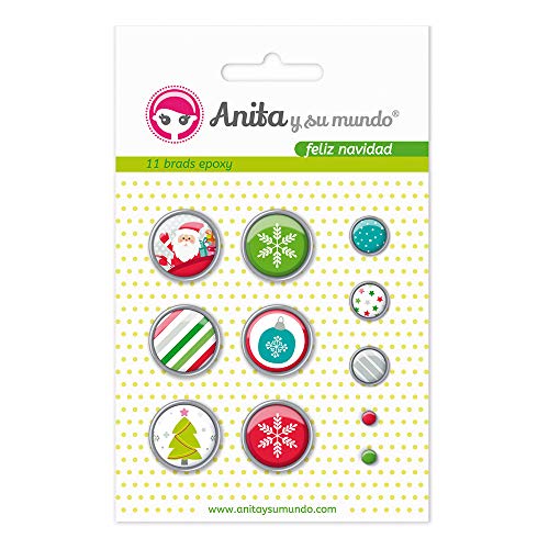 Anita und seine Welt 37050126 – Pack 11 Brads, Design Epoxy Frohe Weihnachten von Anita
