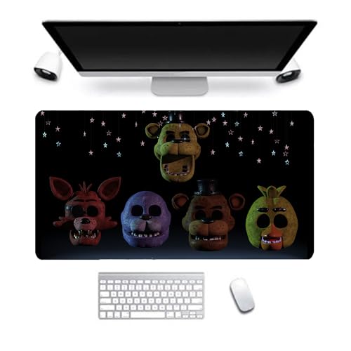 FNAF Mauspad Sicherheitslücke Gaming Mauspad Anime gedruckt Büro Computer Zubehör Wasserdicht rutschfest Gummi Tastatur Laptop Erweiterte Mausmatte Groß (80 * 30cm) von Anjinguang