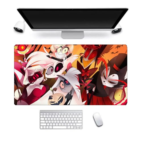 Hazbin Hotel-Mauspad, Alastor/Angel Dust Anime-Mauspad, 800 x 300 mm, großes Gaming-Mauspad, Schreibtisch-Tastaturmatte für Computer, Laptop, Büro, Studenten, wasserabweisendes Mauspad von Anjinguang