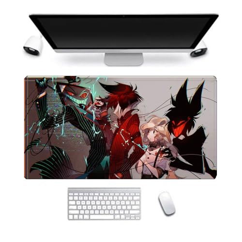 Hazbin Hotel-Mauspad, Alastor/Angel Dust Anime-Mauspad, 800 x 300 mm, großes Gaming-Mauspad, Schreibtisch-Tastaturmatte für Computer, Laptop, Büro, Studenten, wasserabweisendes Mauspad von Anjinguang