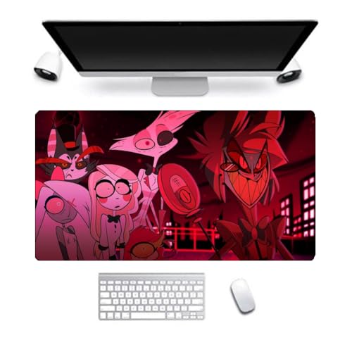 Hazbin Hotel-Mauspad, Alastor/Angel Dust Anime-Mauspad, 800 x 300 mm, großes Gaming-Mauspad, Schreibtisch-Tastaturmatte für Computer, Laptop, Büro, Studenten, wasserabweisendes Mauspad von Anjinguang