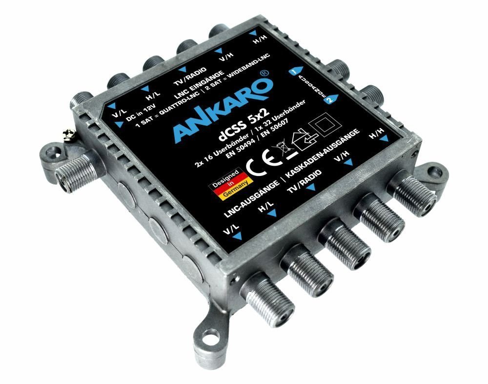 Ankaro Ankaro dCSS 5*2 Mutlischalter, Unicable Multischalter 5 in 2, kaskadie SAT-Antenne von Ankaro