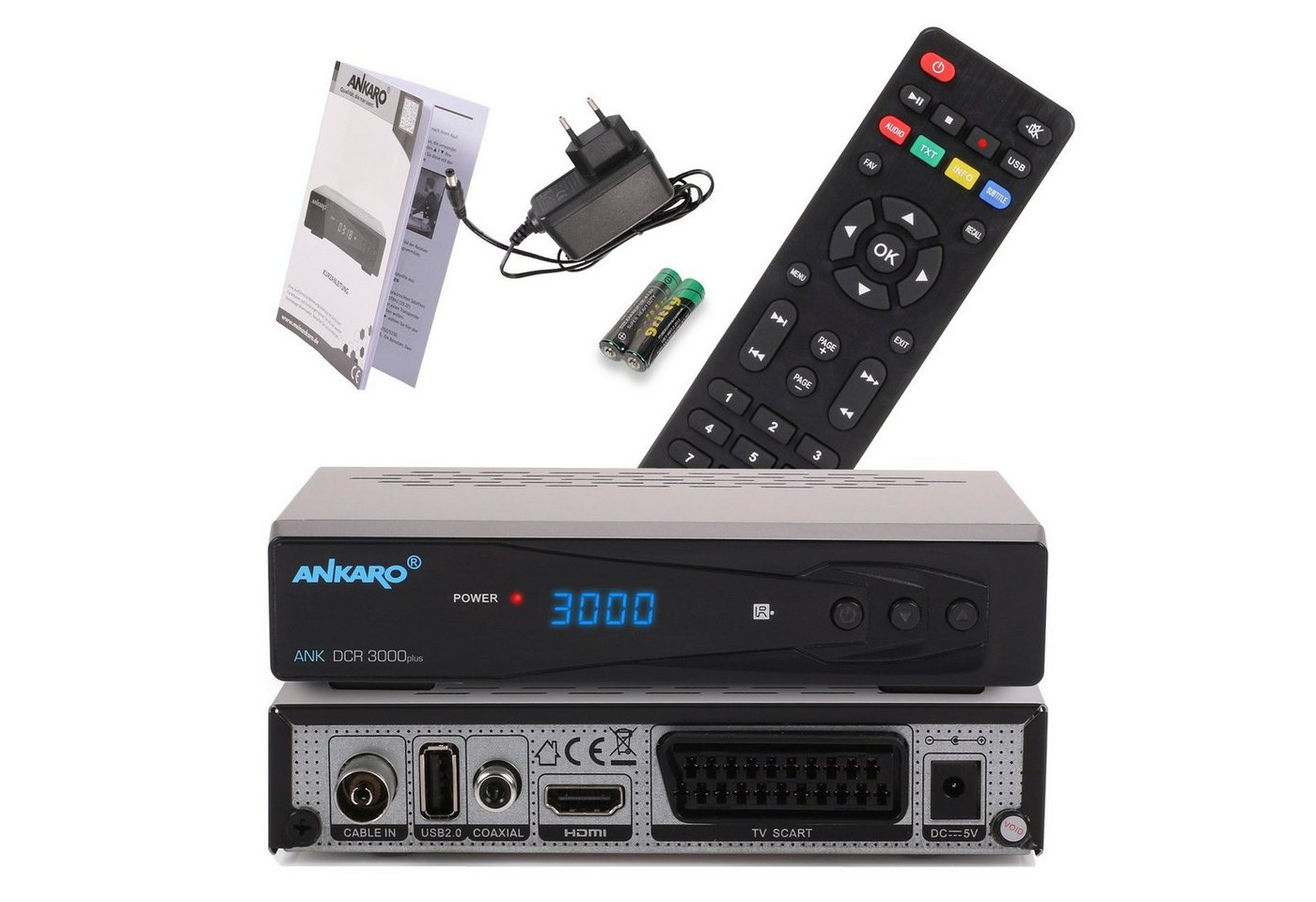 Ankaro DCR 3000 Plus mit Aufnahmefunktion - Full HD DVB-C Kabel-Receiver (HDTV, HDMI, Scart, Coaxial, Mediaplayer, USB, PVR) von Ankaro