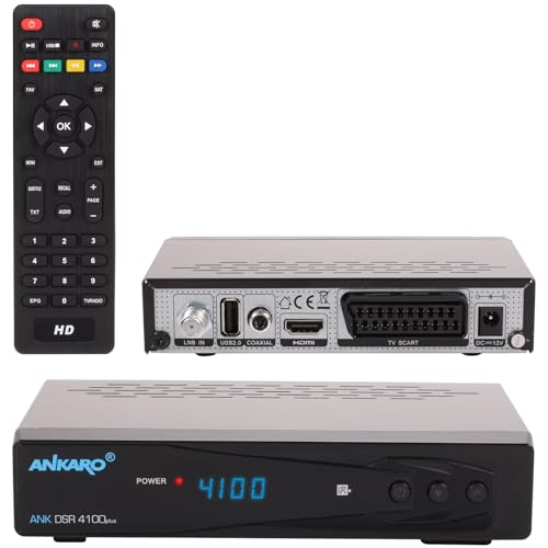 Ankaro DSR 4100 Plus Full HD digitaler Satelliten-Receiver (HDTV 1080p, DVB-S/S2, HDMI, SCART, 1x USB 2.0, Easyfind, CSS, Hello) [vorprogrammiert für Astra Hotbird] mit PVR und Timeshift - schwarz von Ankaro