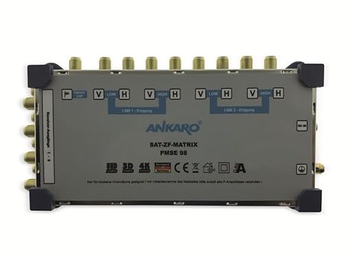 Ankaro PMSE 9/8 Multischalter mit vergoldeten Kontakten Zwei Satellitenpositionen an bis zu 8 Teilnehmer von Ankaro