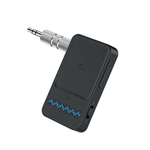 AnkePower Bluetooth Adapter Auto, Drahtloser Aux Bluetooth 5.0 Adapter mit Freisprechanrufen, Bluetooth Empfänger für Auto, Kopfhörer und Heimstereosysteme(Dual Verbindung, 12 Stunden Akkulaufzeit) von AnkePower