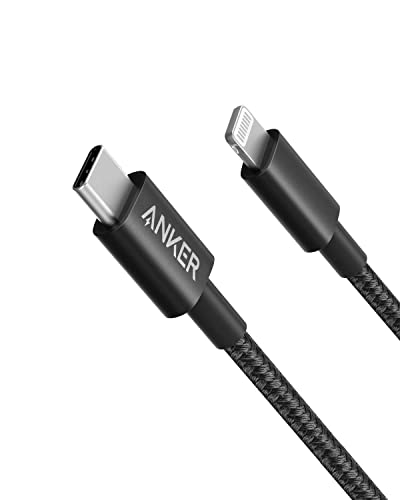 ANKER 331 USB-C auf Lightning Kabel, New Nylon USB-C auf Lightning Ladekabel (180cm), Geeignet für iPhone 13 13 Pro 12 Pro Max 12 11 X XS XR 8 Plus, AirPods Pro, Unterstützt Power Delivery (Schwarz) von Anker