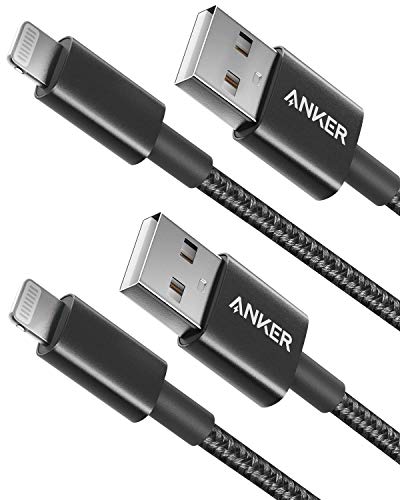 Anker [2 Pack iPhone Kabel 1m doppelt geflochtenes Premium Nylon Lightning Kabel, [MFi Zertifiziert] für iPhone XS/XS Max/XR/X/8/8 Plus/7/7 Plus/6/6 Plus/5s, iPad und Weitere (Schwarz) von Anker