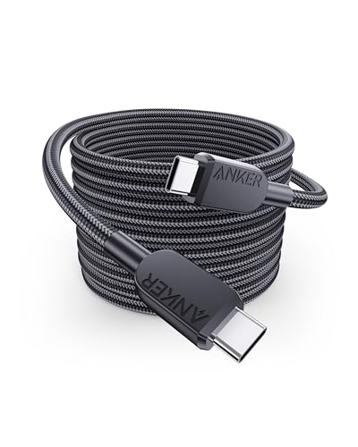 Anker 240W USB-C auf USB-C Kabel(3 m), Schnellladekabel, Kompatibel mit iPhone 15, MacBook Pro 2020, iPad Pro 2020, iPad Air 4, Galaxy S23+/S23 Ultra, Pixel (Geflochten, USB 2.0) von Anker