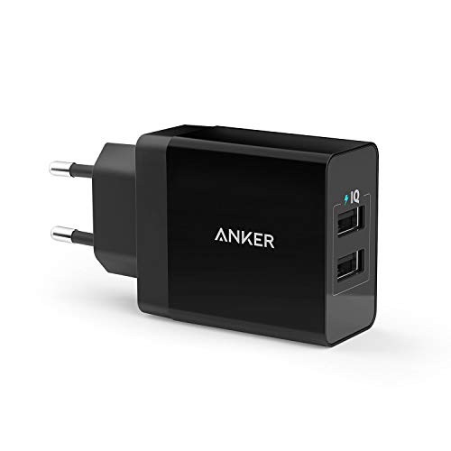 Anker 24W 2-Port USB Ladegerät mit PowerIQ Technologie für iPhone, iPad, Galaxy, Nexus, HTC, Motorola, LG und viele mehr (Schwarz) von Anker