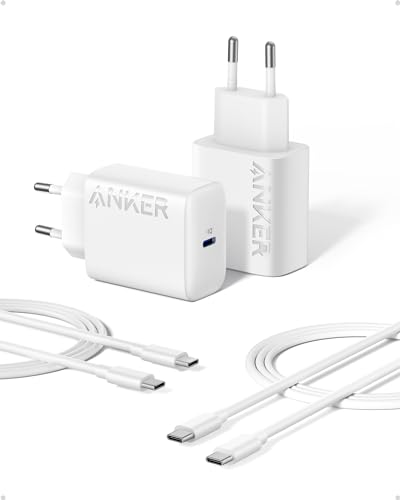 Anker Super schnelles USB-C-Ladegerät, 25 W, mit USB-C-Kabel, unterstützt PPS-Schnellladung für Samsung Galaxy S23 Ultra/S23+/S23/S22/S21/S20/Note 20 usw. (2 x 1,5 m langes Kabel im Lieferumfang von Anker