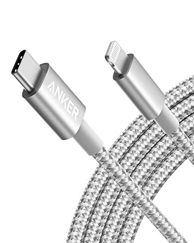 Anker 331 USB-C auf Lightning Kabel, New Nylon USB-C auf Lightning Ladekabel (180cm), Geeignet für iPhone 13 13 Pro 12 Pro Max 12 11 X XS XR 8 Plus, AirPods Pro, Unterstützt Power Delivery (Silber) von Anker