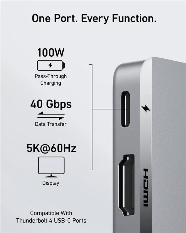 Anker 547 - Hub - USB-C, 7-in-2 - 3 x USB-C + 2 x USB + 1 x HDMI - Desktop (A83540A1) von Anker