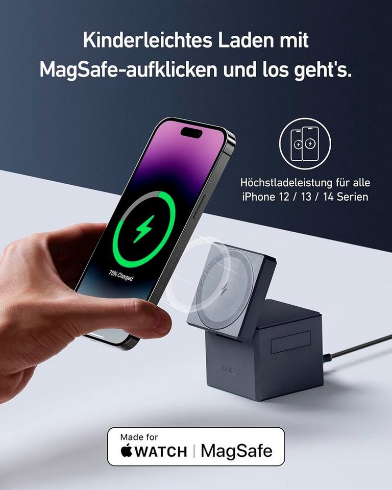 Anker Charger 3-in-1 Cube with MagSafe Smartphone-Ladegerät Anker Charger 3-in-1 Cube with MagSafe Smartphone-Ladegerät von Anker