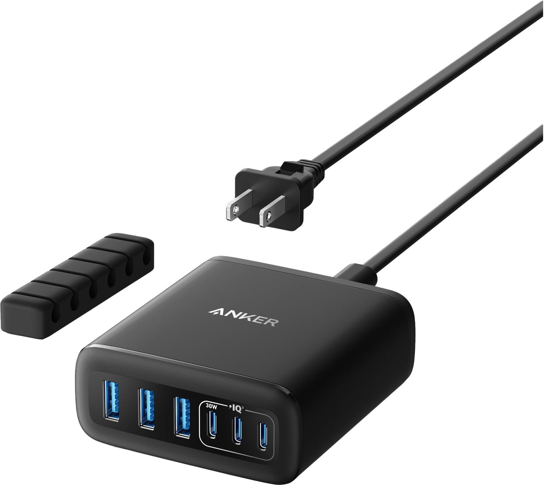Anker Innovations 6-in-1 Ladestation 112W 3x USB-A USB-C schwarz (A2154G11) von Anker