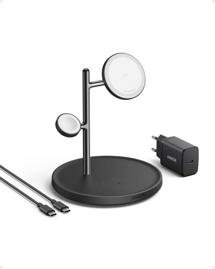 Anker Innovations MagGo Magnetic Wireless Charger 15W 3-in-1 Stand Black EU Plug (B25M3311) von Anker