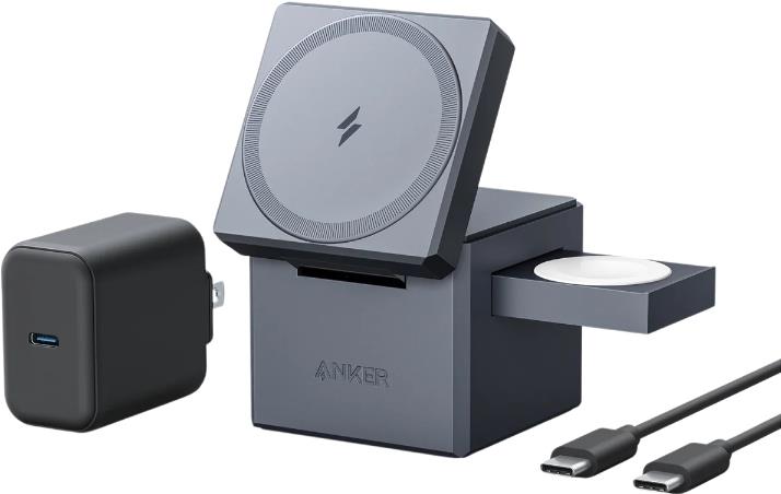 Anker Innovations Y1811G11 Ladegerät für Mobilgeräte Kopfhörer - Smartphone - Smartwatch Schwarz AC - USB Kabelloses Aufladen Schnellladung Drinnen (Y1811G11) von Anker
