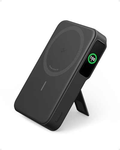 Anker MagGo Powerbank, Qi2-zertifiziertes 15W ultraschnelles MagSafe-kompatibles mobiles Ladegerät, 10.000mAh Akku mit smartem Display & klappbarem Ständer, für iPhone 15/14/13/12, Inkl. USB-C Kabel von Anker
