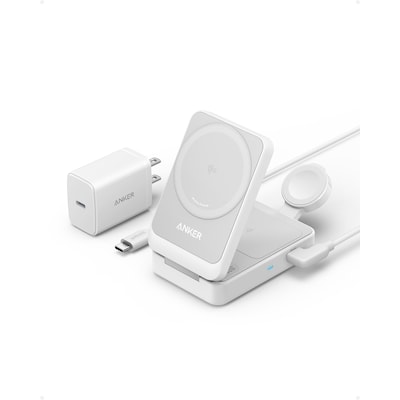 Anker MagGo Wireless Charger (15W, Foldable 3-in-1, weiß) von Anker