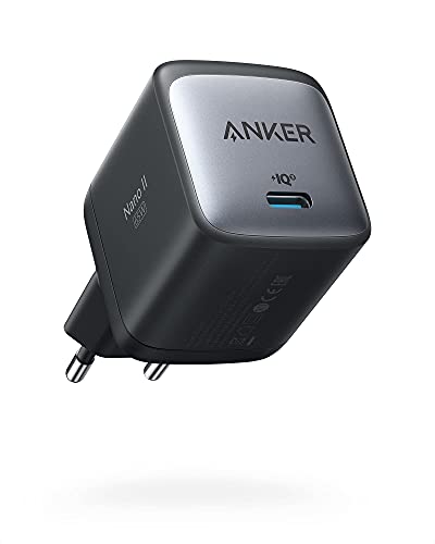 Anker Nano II 65W USB-C Ladegerät Netzteil mit Schnellladeleistung, GaN II Technologie, Kompatibel mit MacBook Pro/Air, Galaxy S20/S10, iPhone 15/Pro, iPad Pro, Pixel (Schwarz) von Anker