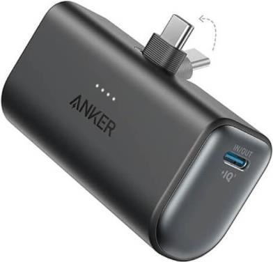 Anker Nano - Powerbank - 5000 mAh - 22.5 Watt - 3 A - IQ 3.0 - 2 Ausgabeanschlussstellen (24 pin USB-C) - Schwarz (A1653H11) von Anker