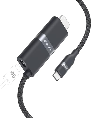 Anker Nano USB-C auf HDMI-Kabel Adapter mit 140W PD Schnelllade-Port, 4K@60Hz HDMI auf USB-C Kabel, nachhaltig mit Advanced Shielding, Thunderbolt 5/4/3-kompatibel, für MacBook, iPhone, HD TV (90cm) von Anker