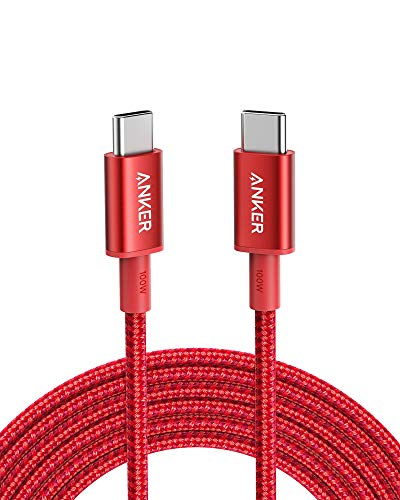 Anker New Nylon USB-C auf USB-C Ladekabel, 100W Typ-C Ladekabel 3m lang, Schnellladeleistung für MacBook Pro 2020, iPad Pro 2020, iPad Air 4, Galaxy S20 Plus S9, Pixel, Switch,LG V20 und mehr(Rot) von Anker