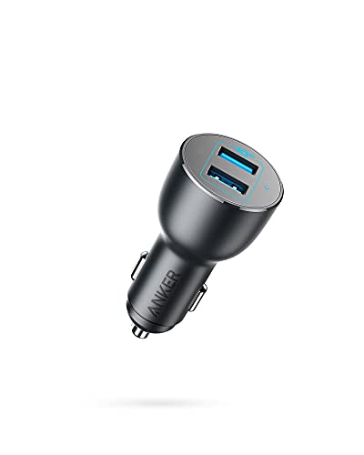 Anker PowerDrive III 2-Port 36W Alloy USB Autoladegerät, metallischer Kfz-Ladegerät Quick Charge 3.0 36W, kompatibel mit Galaxy S20/S20+/S10/S10e/S10+, iPhone 11/11Pro/11ProMax/XR, iPadPro mehr, A2729 von Anker